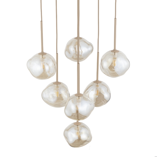 Lampadario a sospensioni in vetro cognac pendenti design moderno per soggiorno